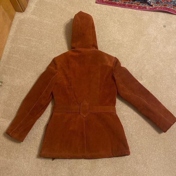 Vintage Genuine Leather Heavy faux fur-lined coat with matching gloves - Picture 6 of 8